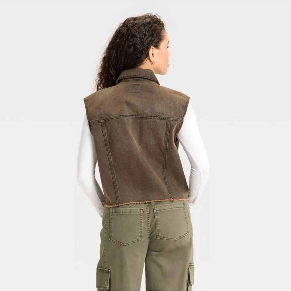 Women's Denim Oversized Trucker Vest - Wild Fable Brown - Picture 5 of 6